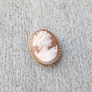 14k Gold Pendant Brooch Cameo Italy Oval Framed Bust Giovanni APA